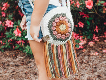Load image into Gallery viewer, Crochet little girls flower power crossbody