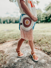 Load image into Gallery viewer, Crochet little girls flower power crossbody